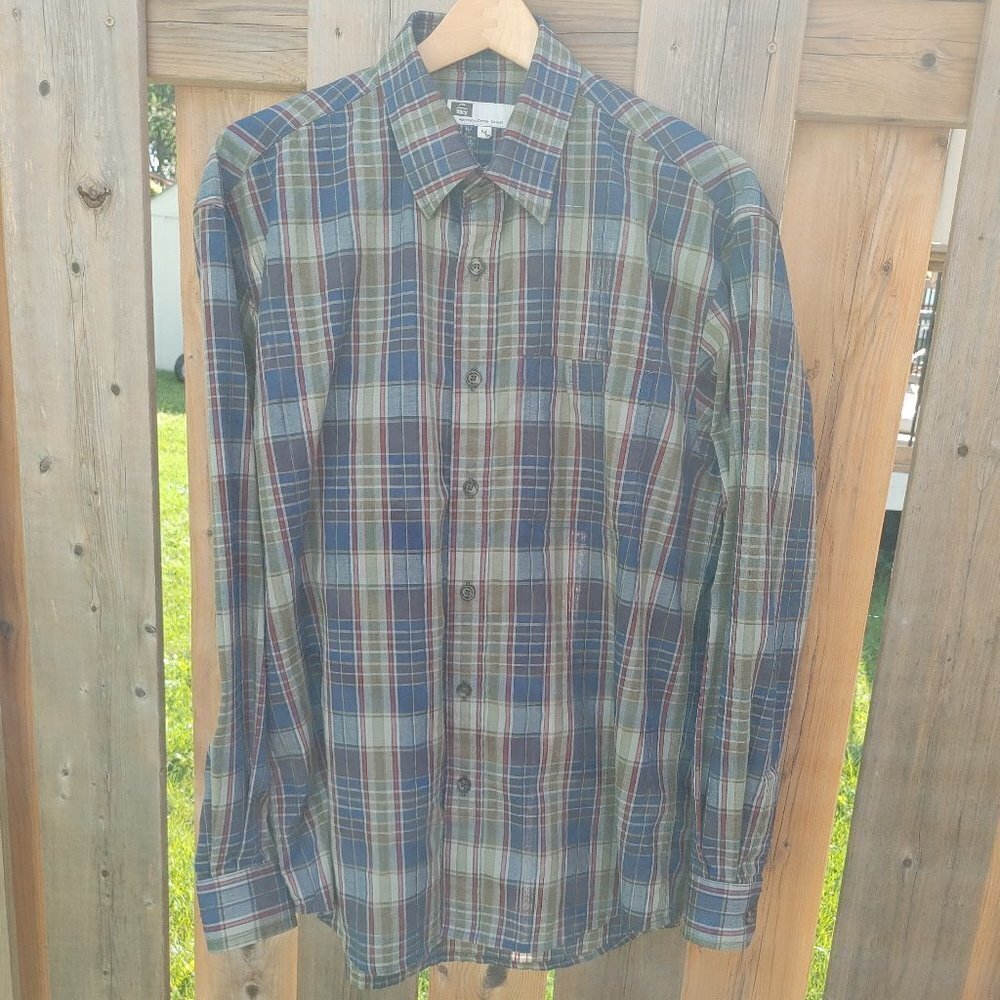 Tilley Button Down Blouse Men's Size Medium Plaid Light Weight Travel Shirt